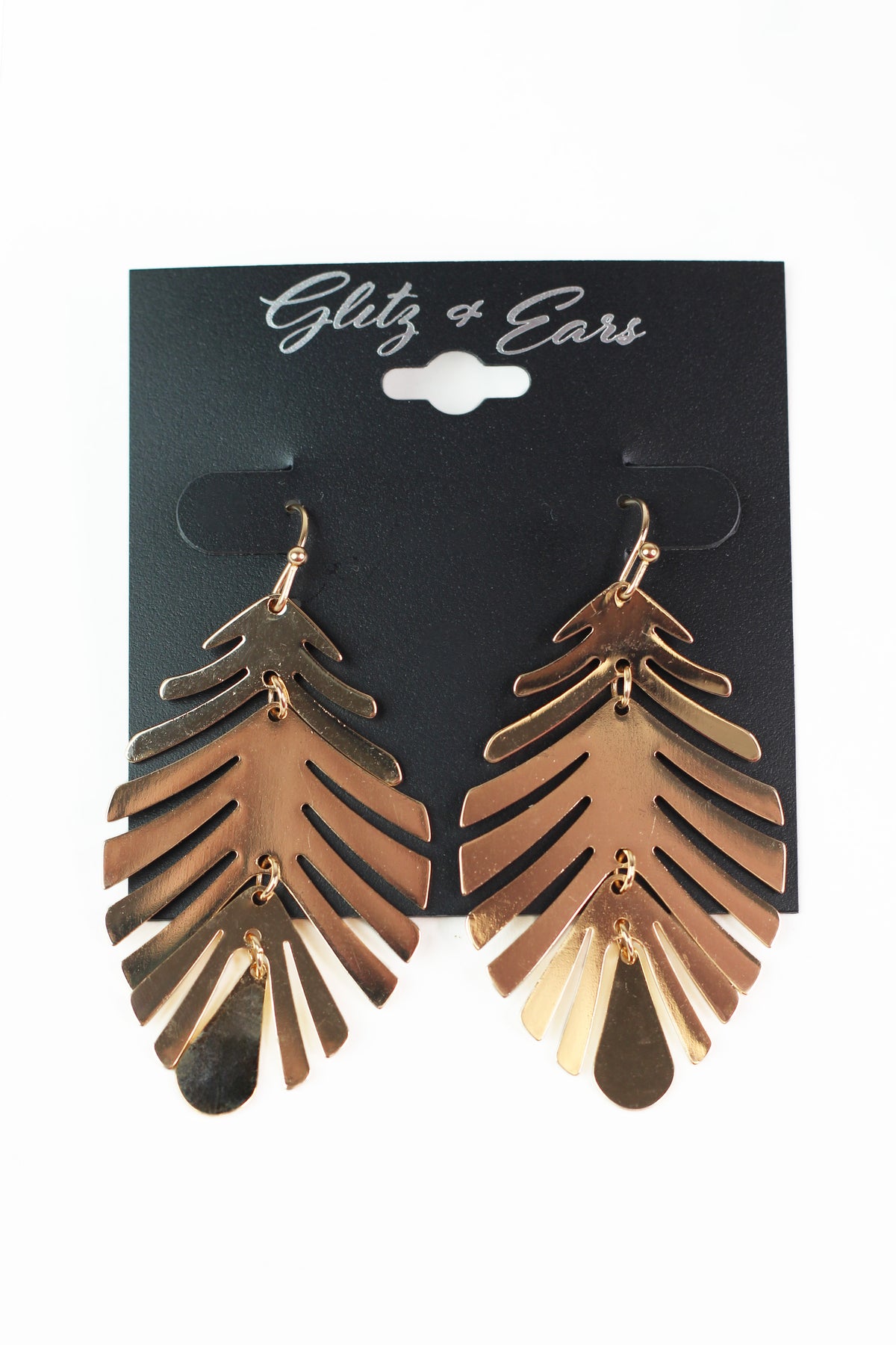 Metal Tropical Leaf Dangling Earrings