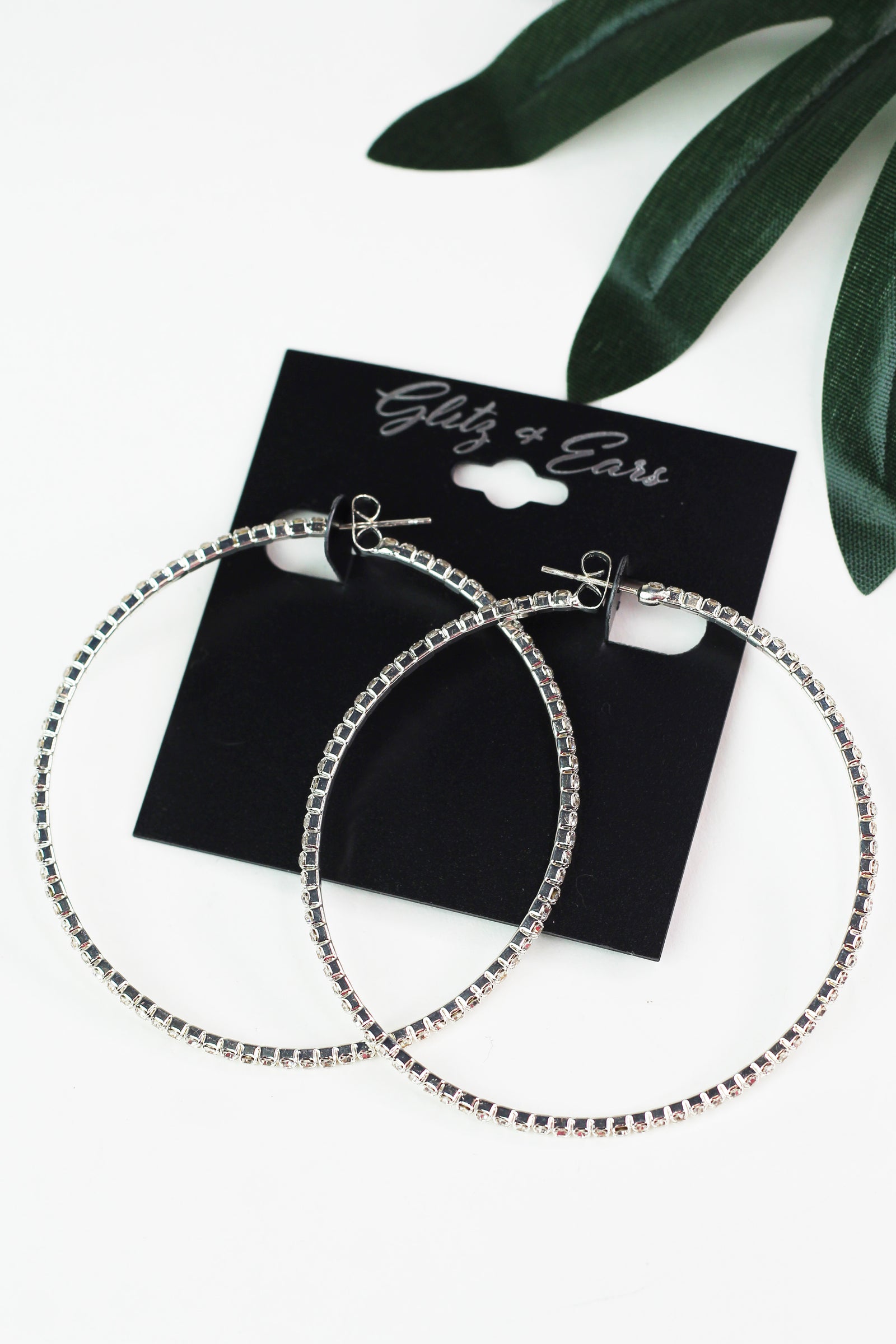 Large Outside Rhinestone Hoop Earrings