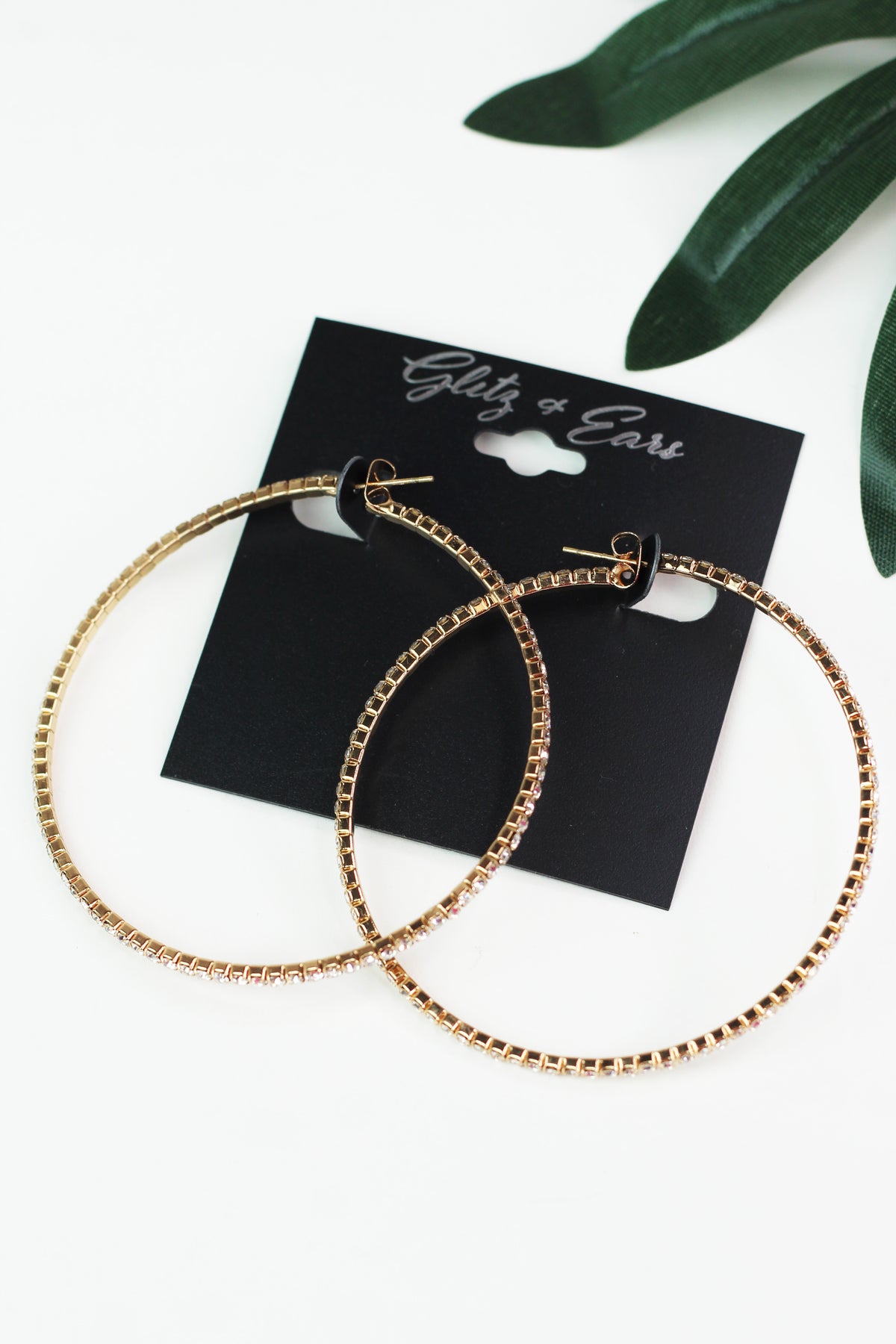 Large Outside Rhinestone Hoop Earrings