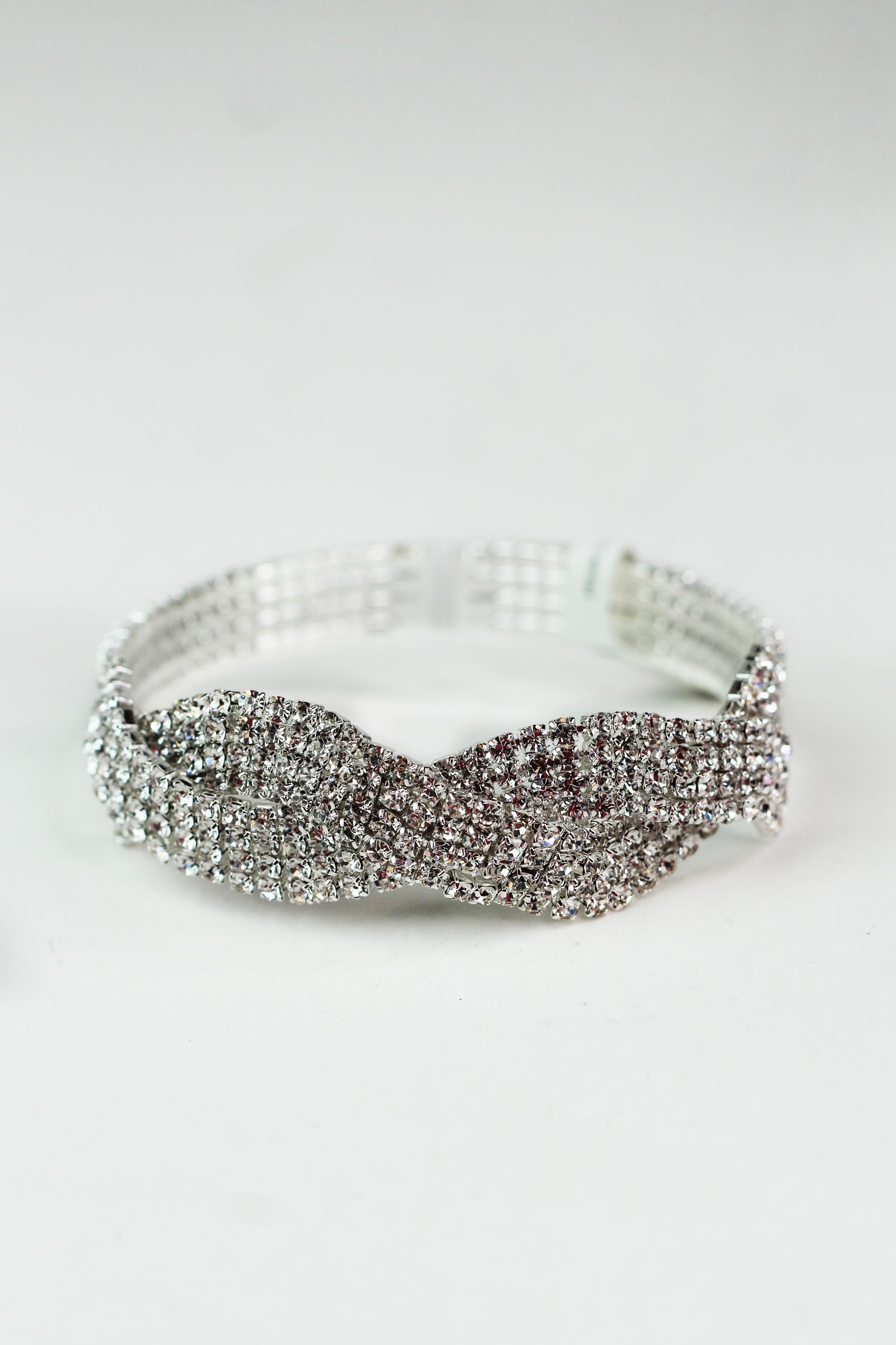 4 Row Rhinestone Cuff w/ Twist Center