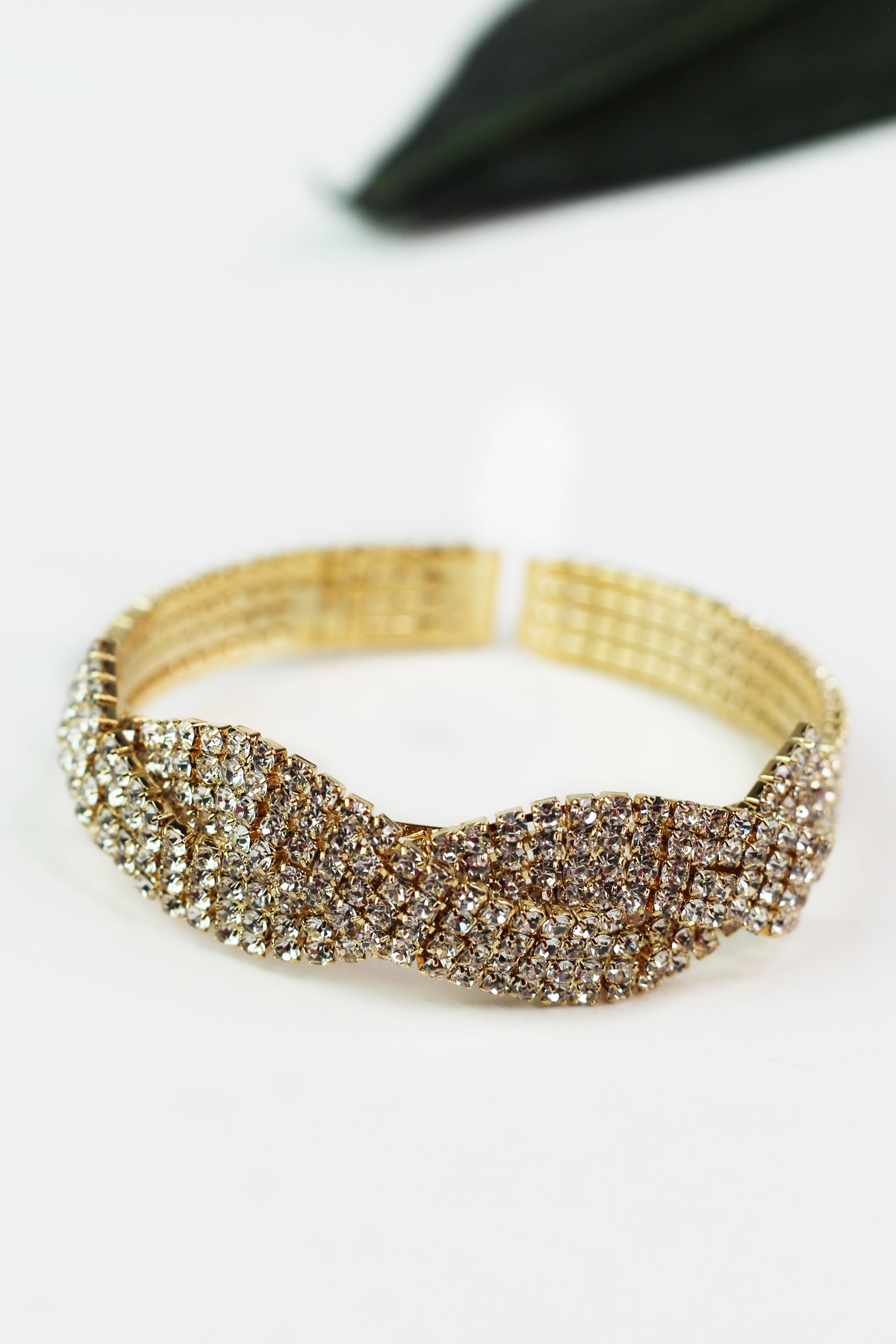 4 Row Rhinestone Cuff w/ Twist Center