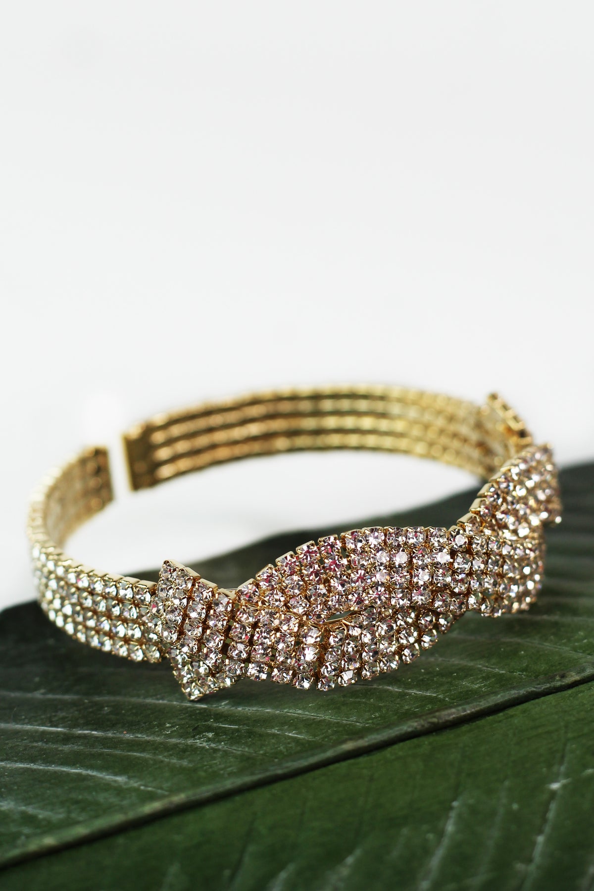 4 Row Rhinestone Cuff w/ Twist Center