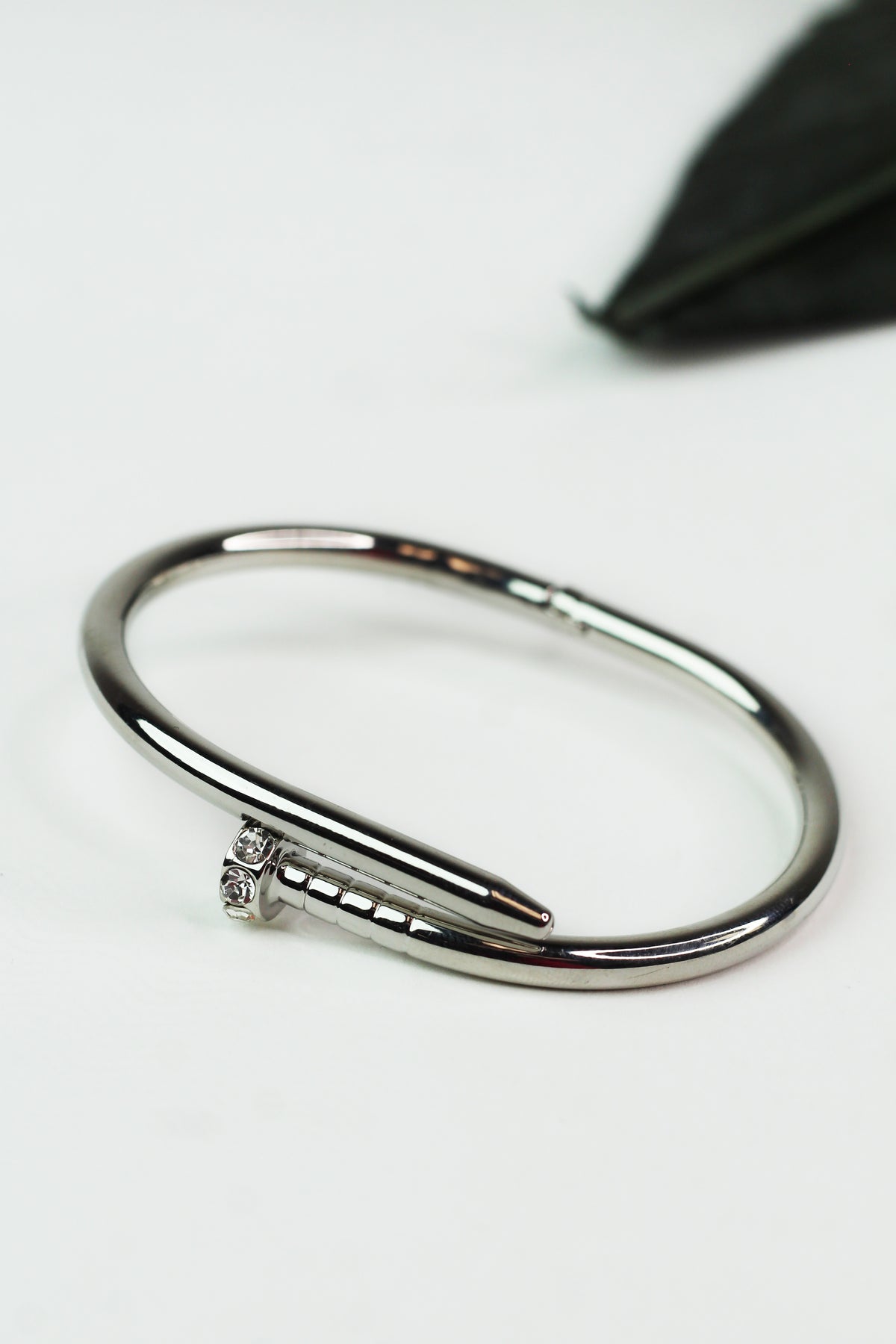 Metal Nail Bangle w/ Rhinestone Tip