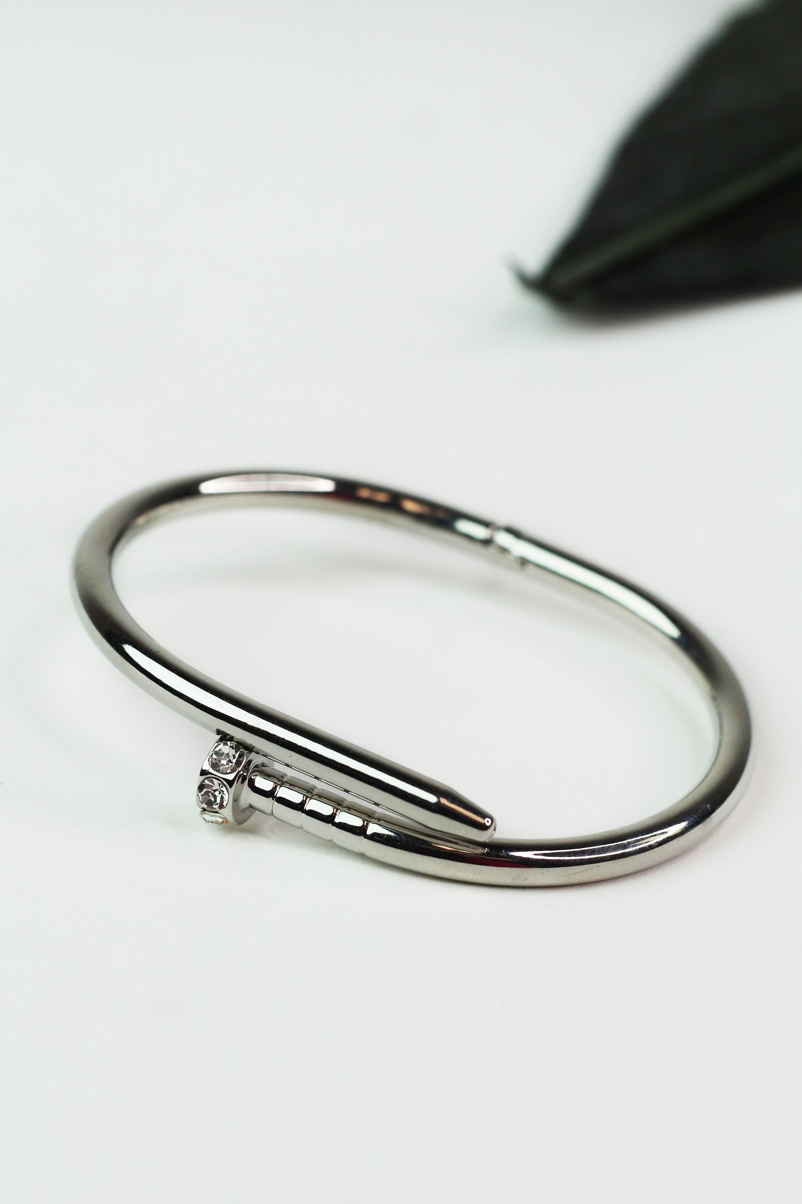 Metal Nail Bangle w/ Rhinestone Tip