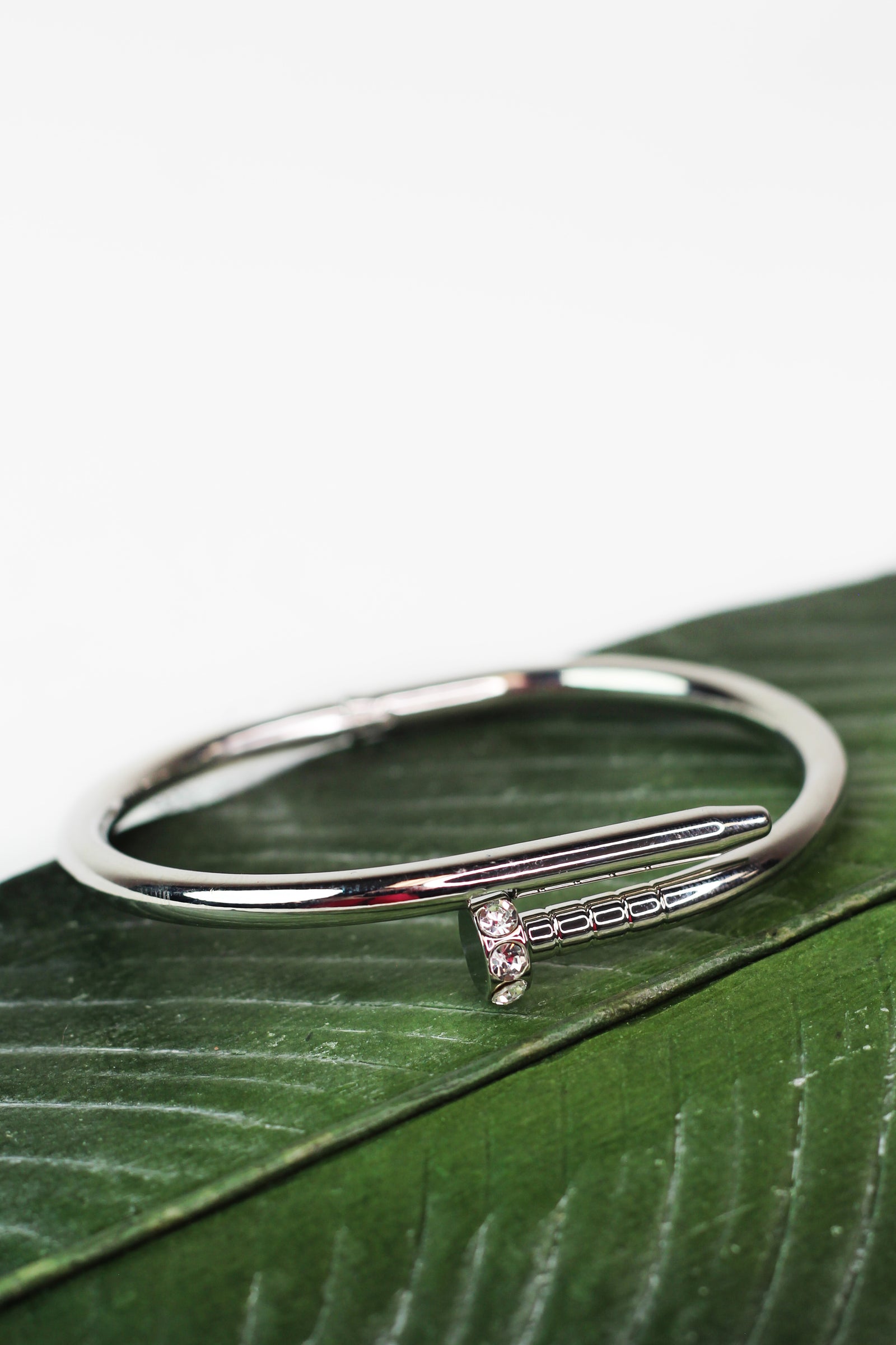 Metal Nail Bangle w/ Rhinestone Tip