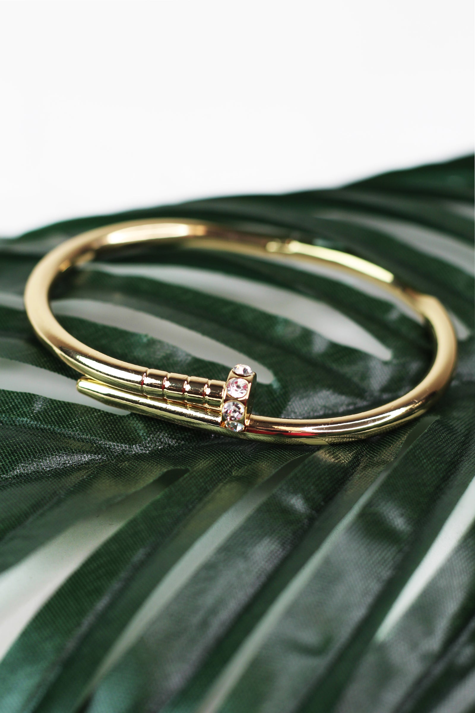 Metal Nail Bangle w/ Rhinestone Tip