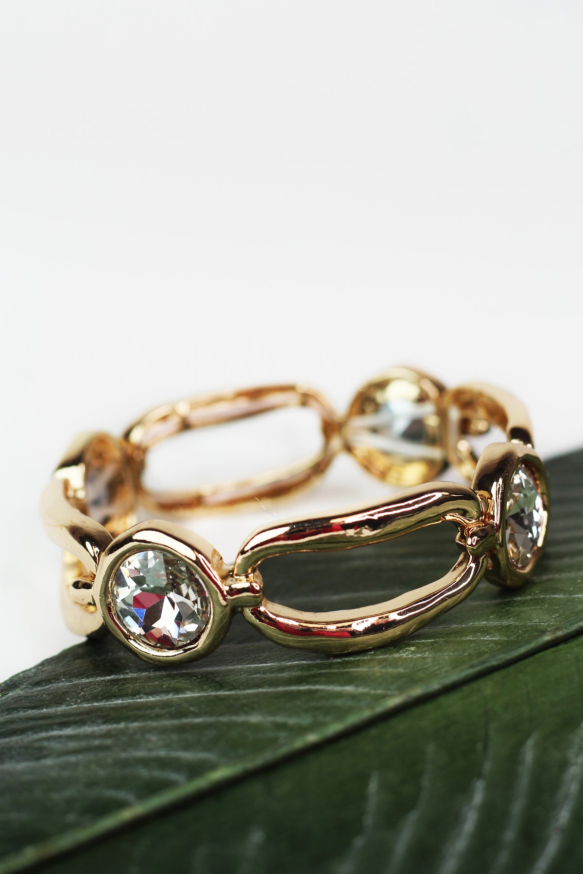Open Ovals &amp; Round Stones Stretch Bracelet