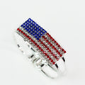 Rhinestone USA Flag Metal Bangle Bracelet