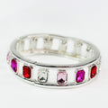 Multicolor Spaced Emerald Stones Stretch Bracelet