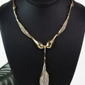 Metal Choker w/ Water Drop Rhinestone Pendant