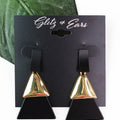 Two Tone Rectangle & Triangles Earrings