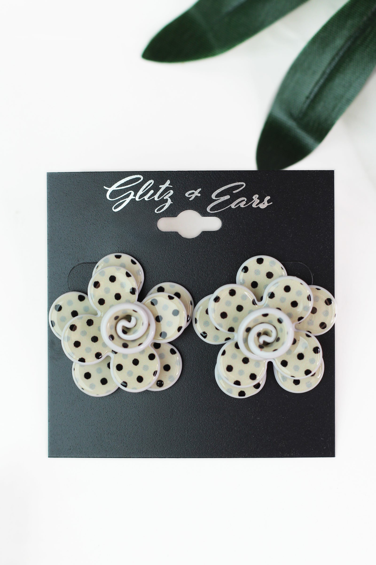 3D Polka Dot Resin Flower Stud Earrings