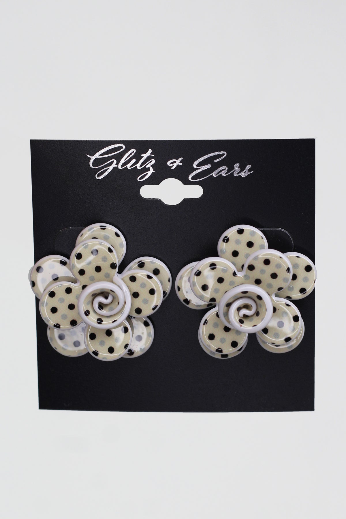 3D Polka Dot Resin Flower Stud Earrings
