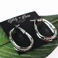 Rhinestone & Two Row Metal Oval Hoop Earrings