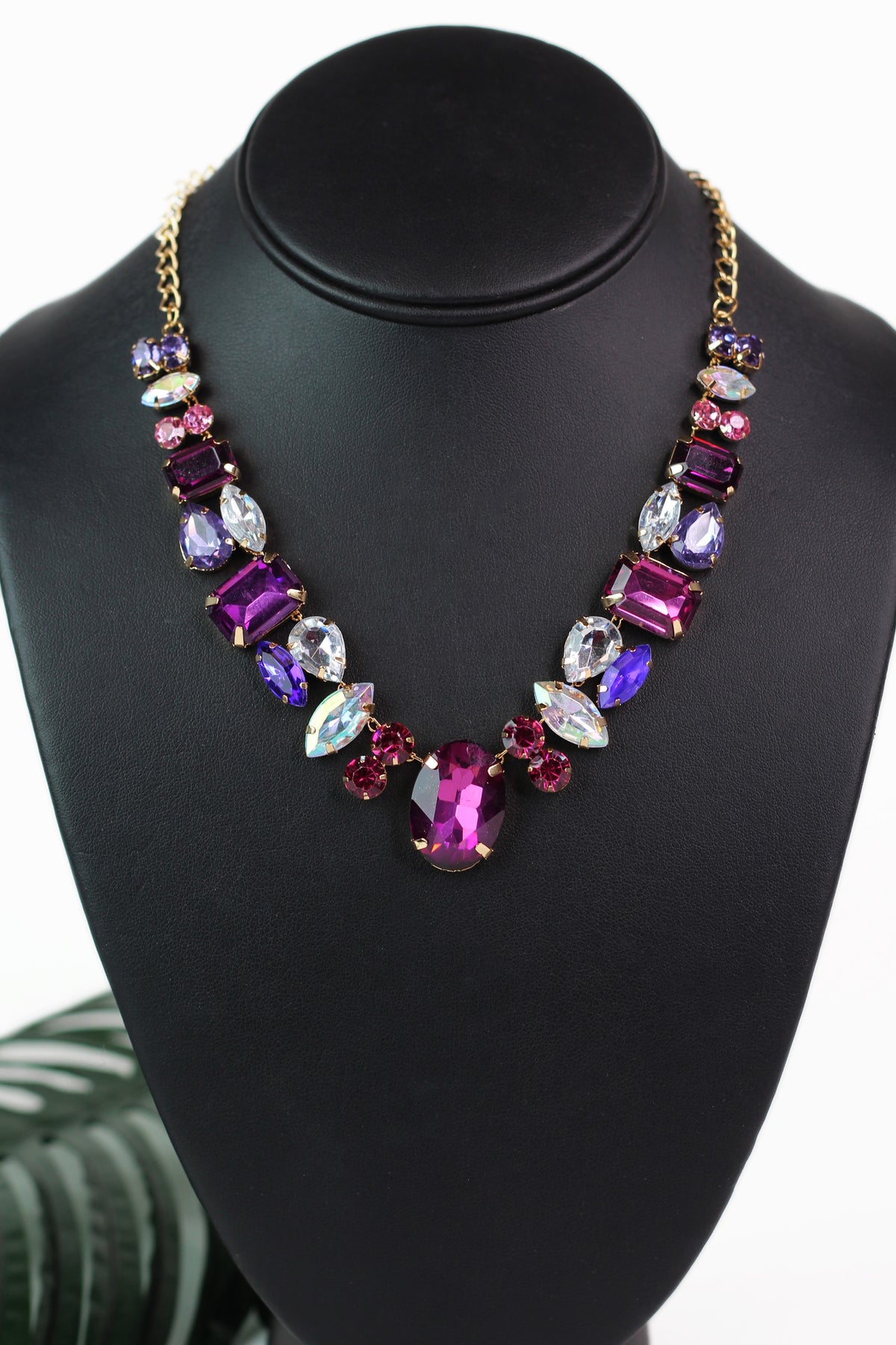 Chunky Rhinestone Shapes Statement Necklace