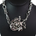 Metal Rose Chunky Link Statement Necklace
