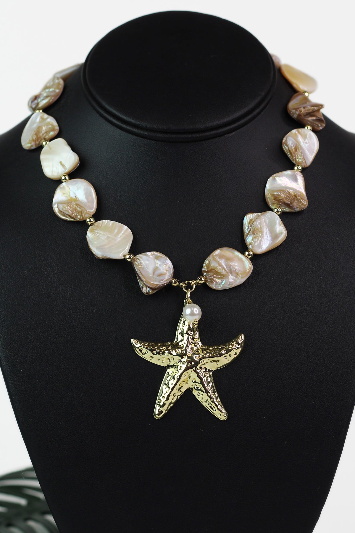 Freshwater Pearls &amp; Hammered Starfish Necklace