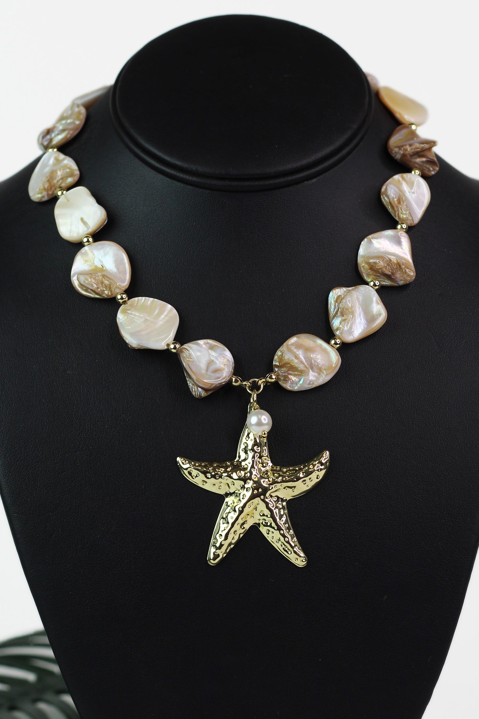 Freshwater Pearls & Hammered Starfish Necklace