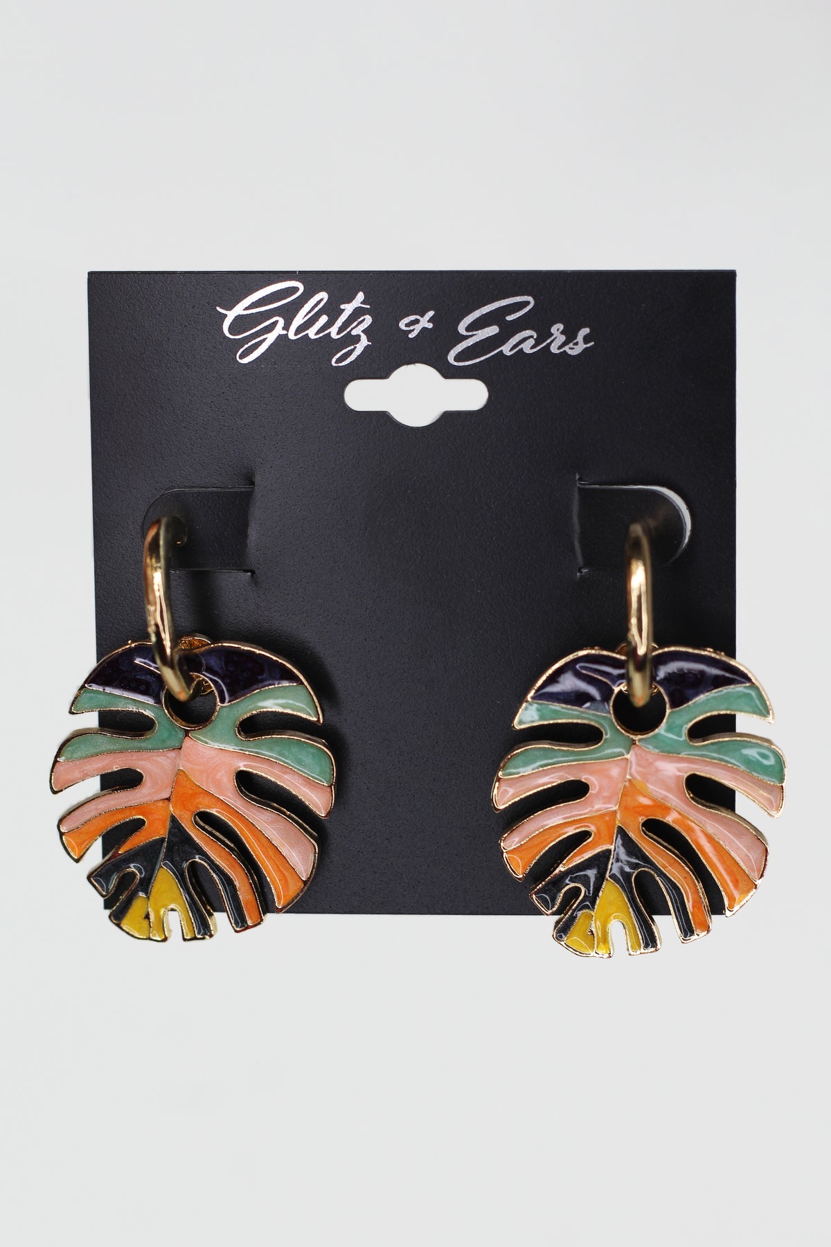 Multicolor Monstera Leaf Dangling Earrings