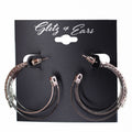 3 Rhinestone & Metal Rows Open Hoop Earrings