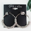 Rhinestone Wrapped Metal Lever Back Hoop Earrings