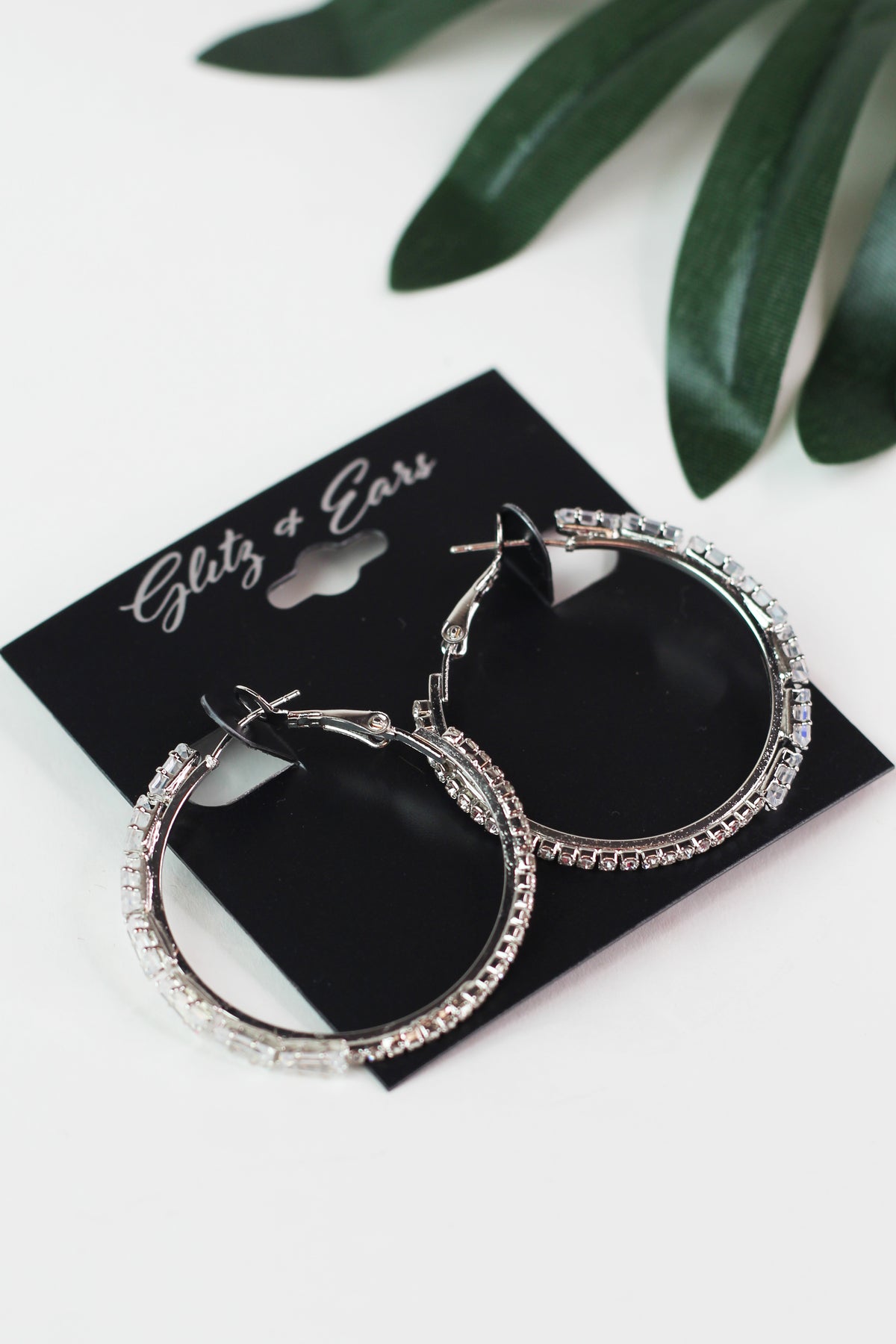 Half Baguette Half Pave Lever Back Hoop Earrings
