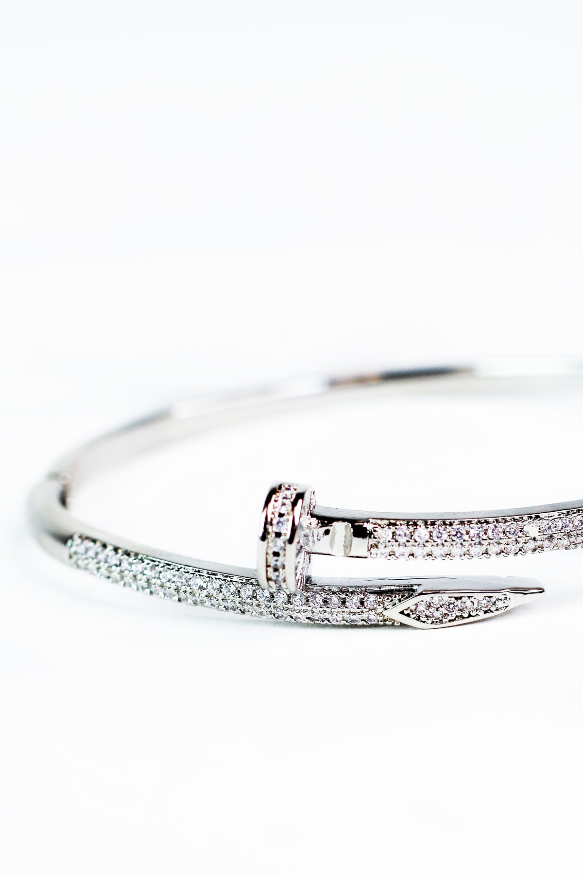 Pave Accented Nail Bangle Bracelet