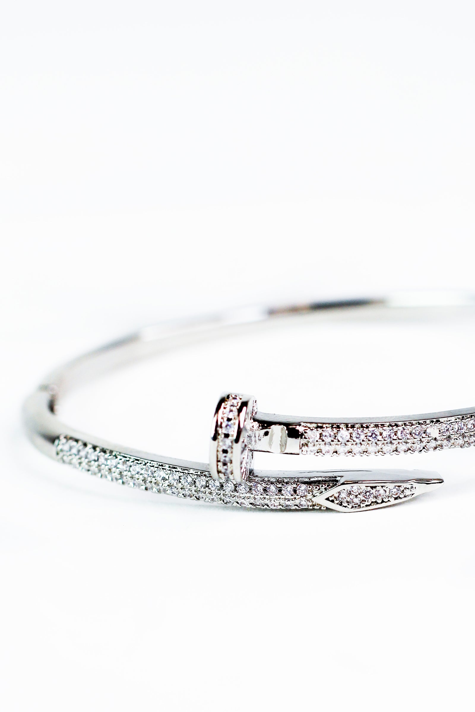 Pave Accented Nail Bangle Bracelet