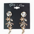 Square Baguette Teardrop & Floral Rhinestone & Pearl Drop Earrings