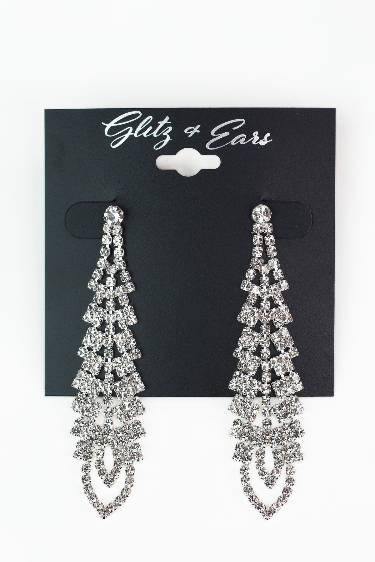 All Pave Long Tree Shaped Earrings