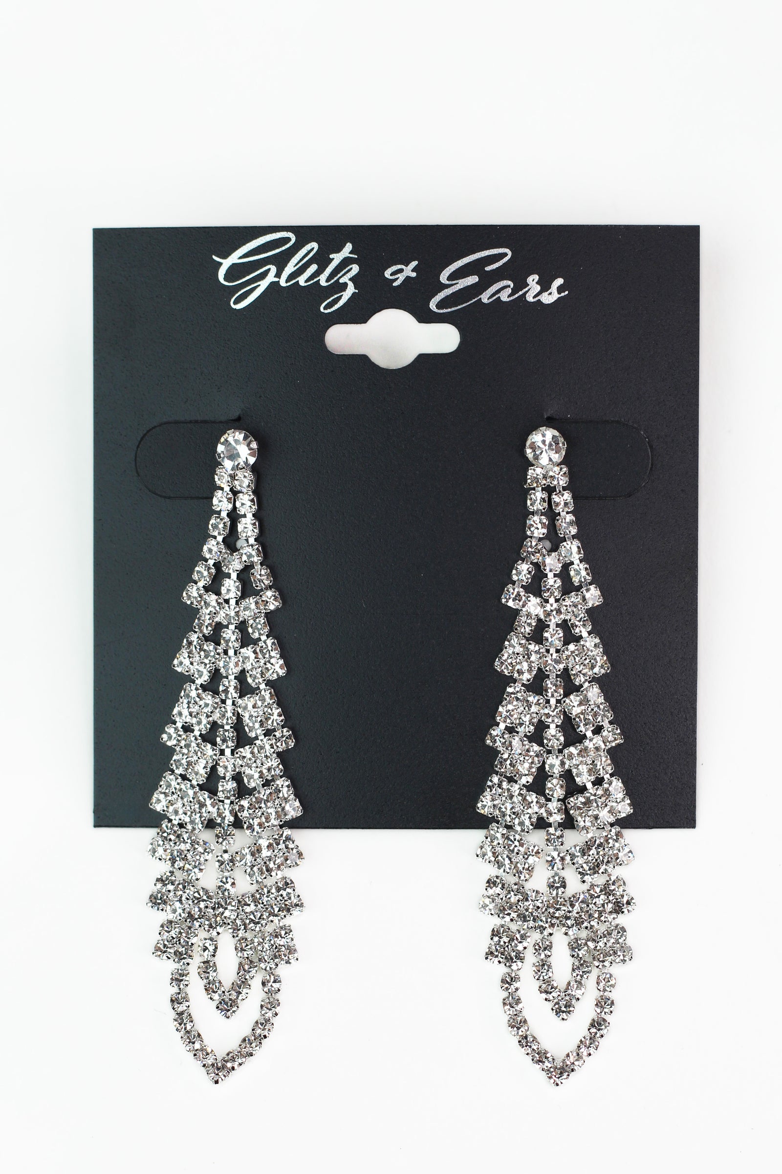 All Pave Long Tree Shaped Earrings
