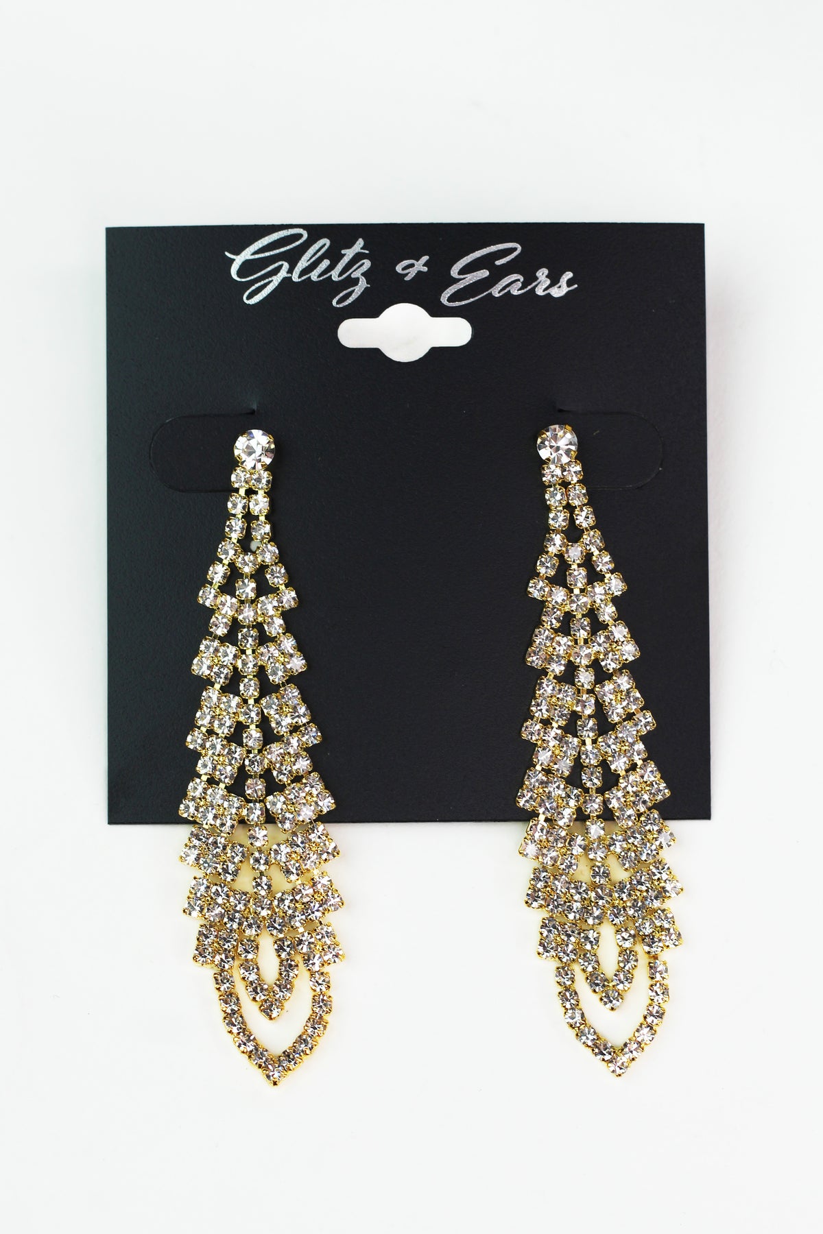 All Pave Long Tree Shaped Earrings