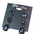 Pave Trimmed Oval & Teardrop 3 Part Earrings