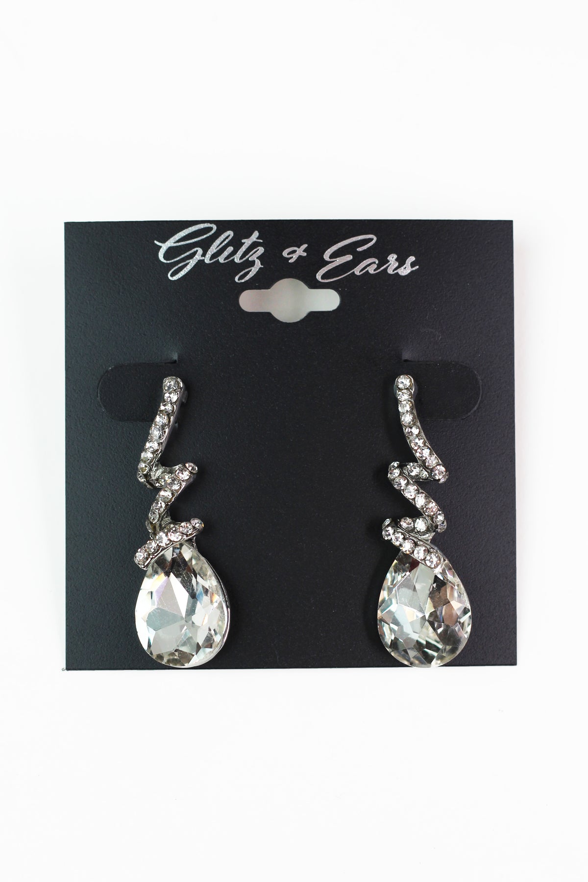 Pave Squiggle Teardrop Earrings