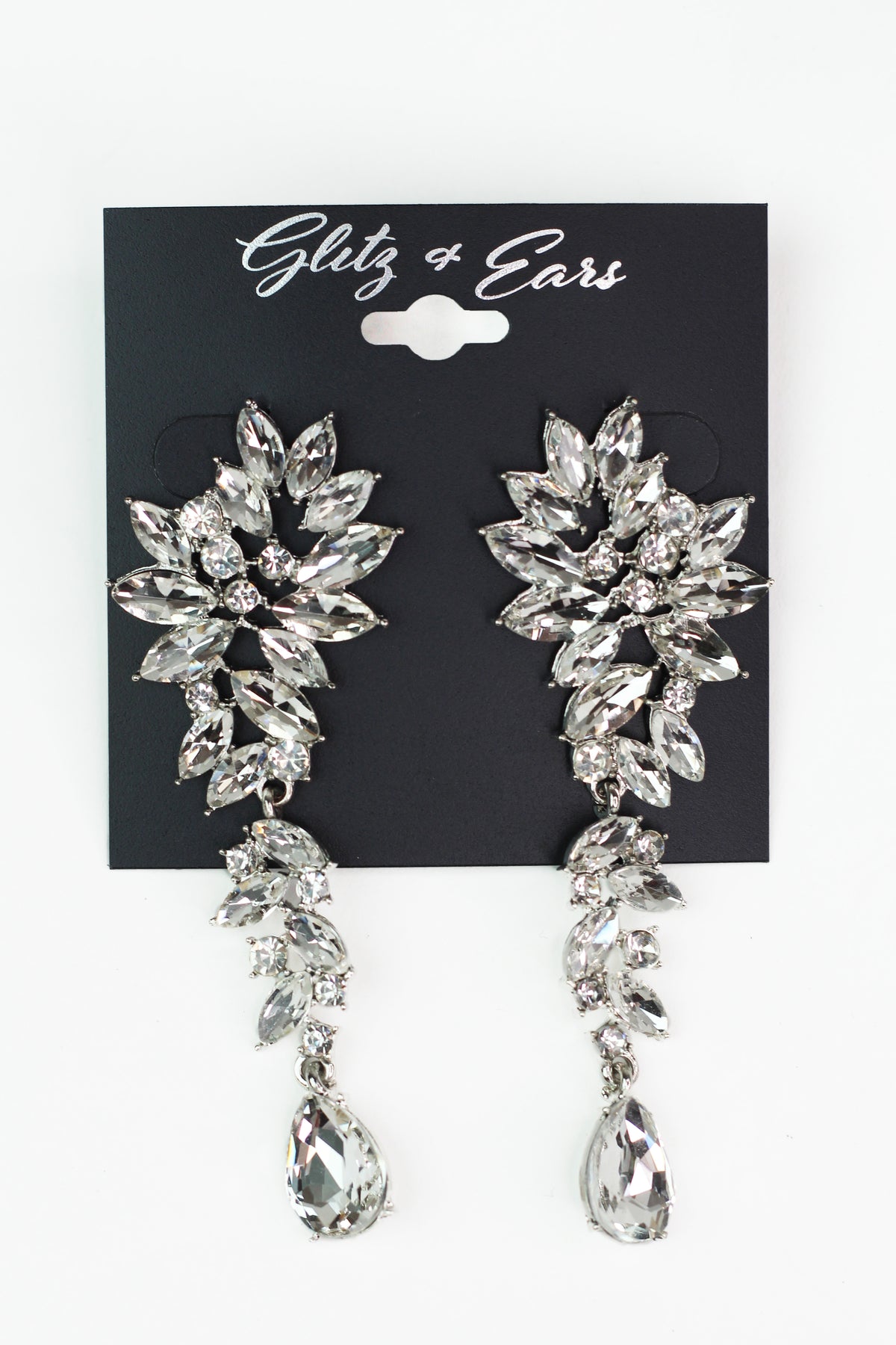 Marquis &amp; Round Clusters w/ Teardrop Dangling Earrings