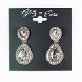 Pave & Metal Trimmed Teardrop Earrings