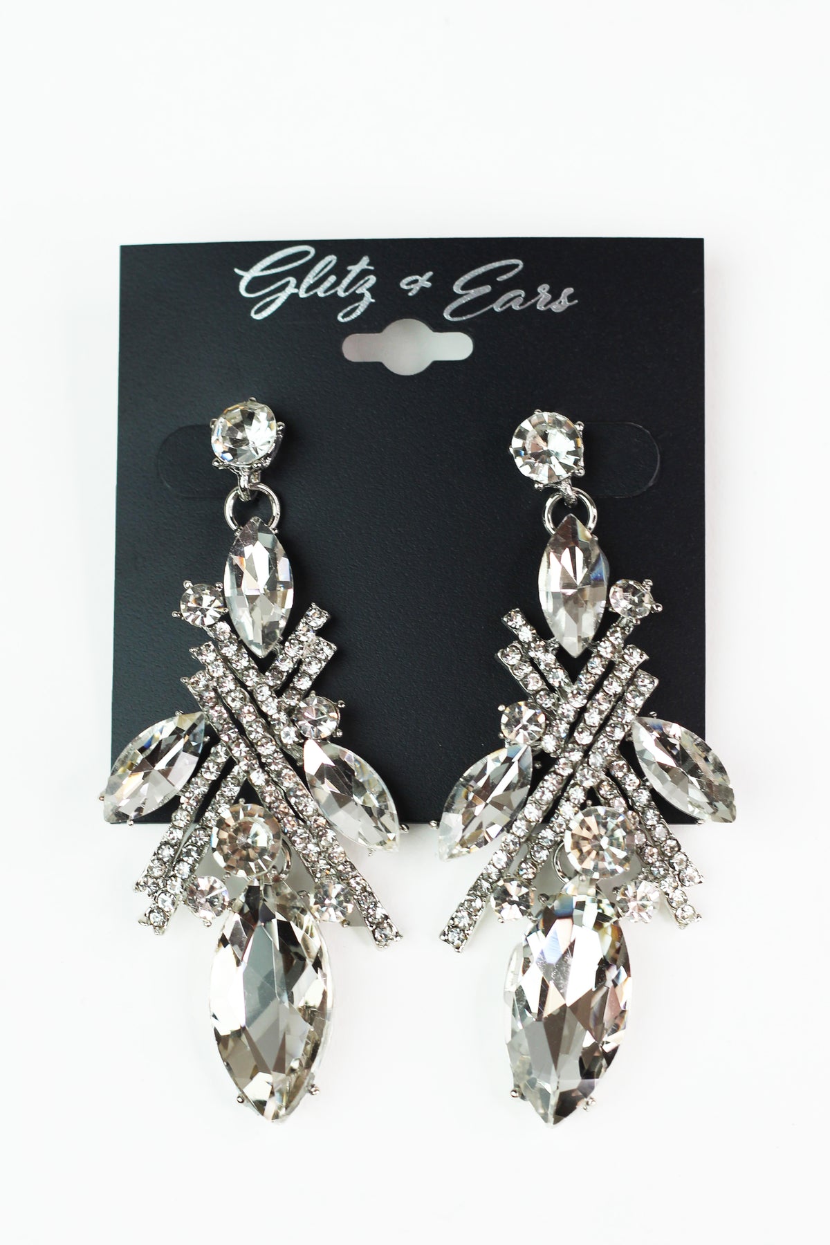 Large Round Marquis &amp; Pave X Earrings