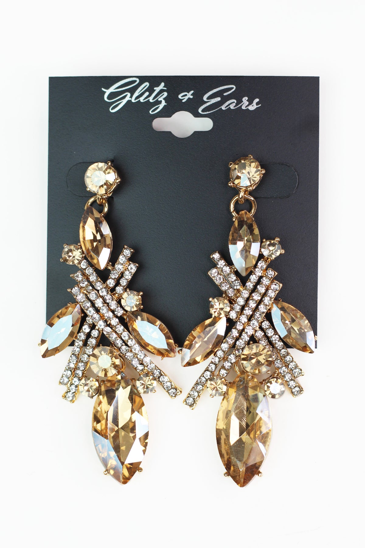 Large Round Marquis &amp; Pave X Earrings