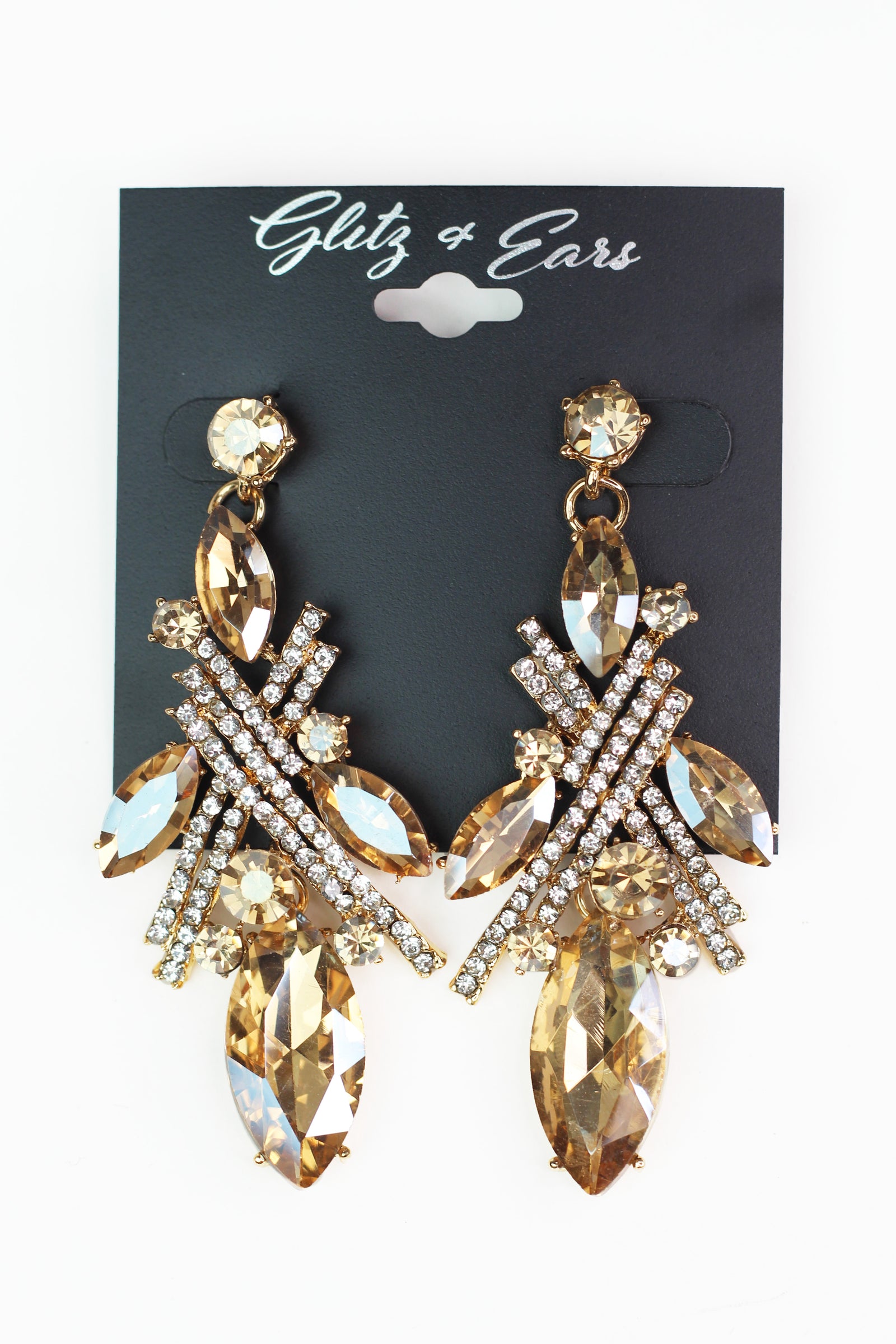 Large Round Marquis & Pave X Earrings