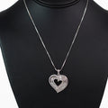 SS Open Pave & Baguette Heart w/ Overlapping Pave Accent Necklace