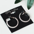 Textured Metal & Pave Accent Lever Back Hoop Earrings