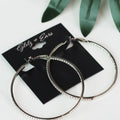In & Out Rhinestone Lg Lever Back Hoop Earrings