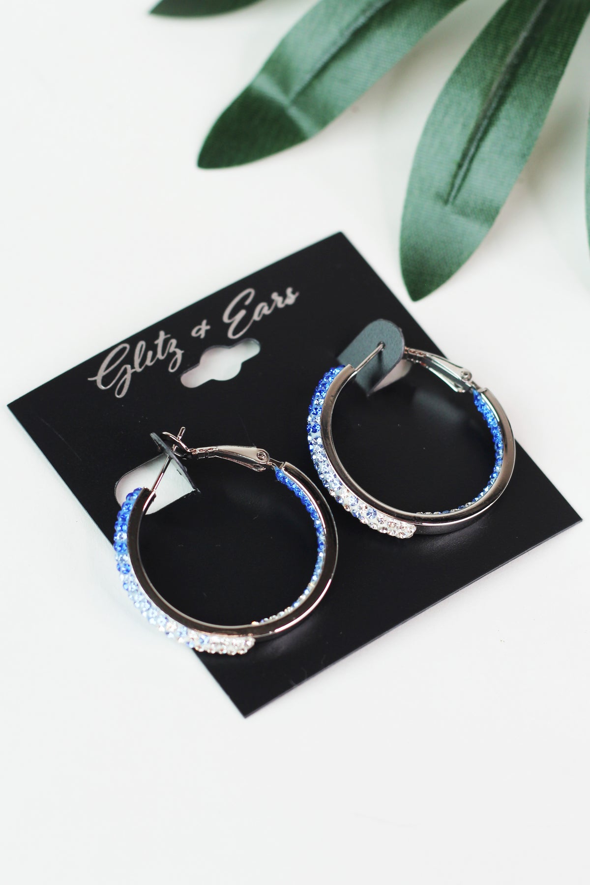 Medium Fade Rhinestone Hoops