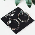 Small Rhinestone In & Out Lever Back Hoop Earrings