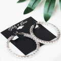 Large Set-In Rhinestone In & Out Lever Back Hoop Earrings