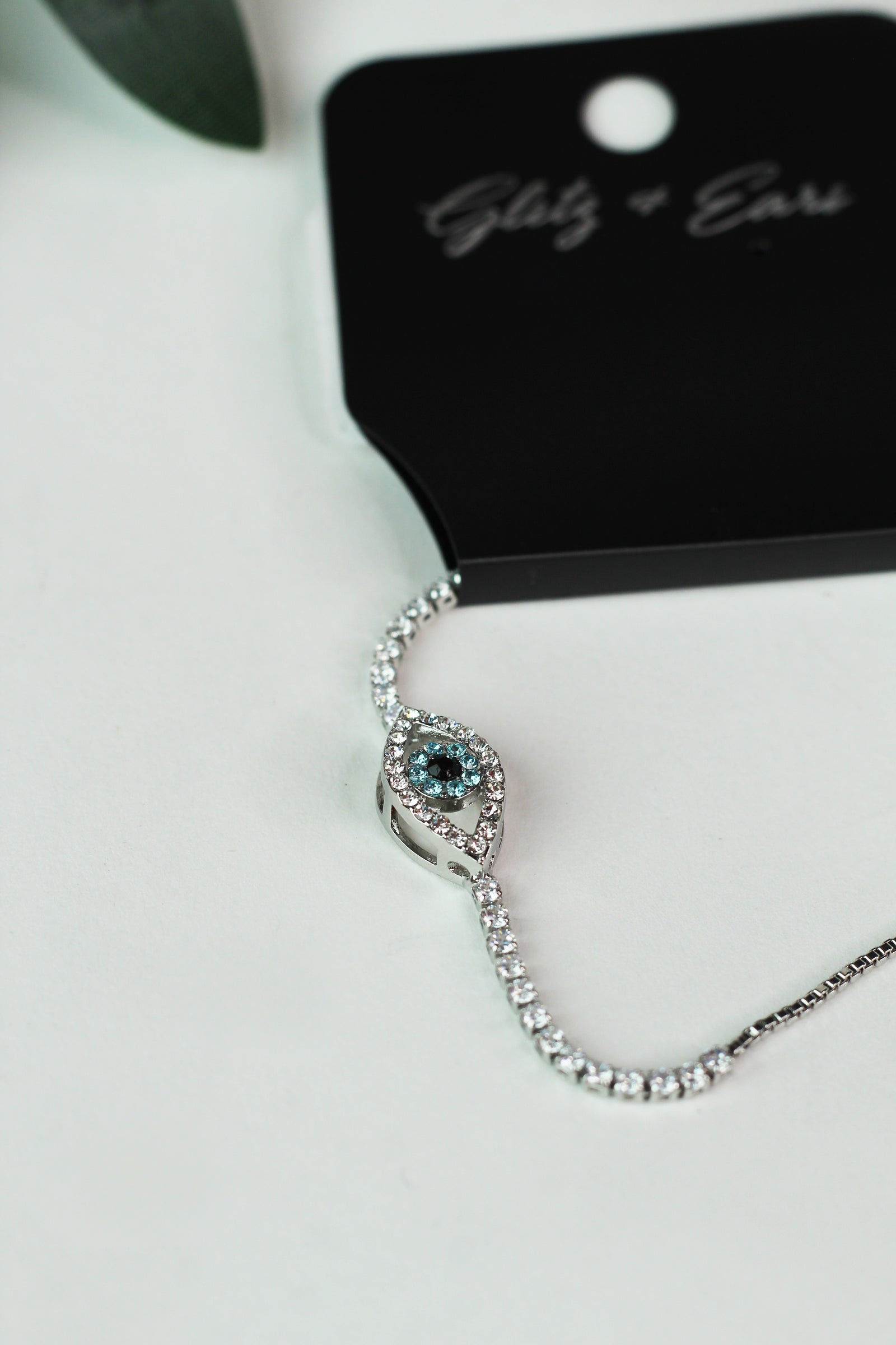 Rhinestone Evil Eye Pull Bracelet