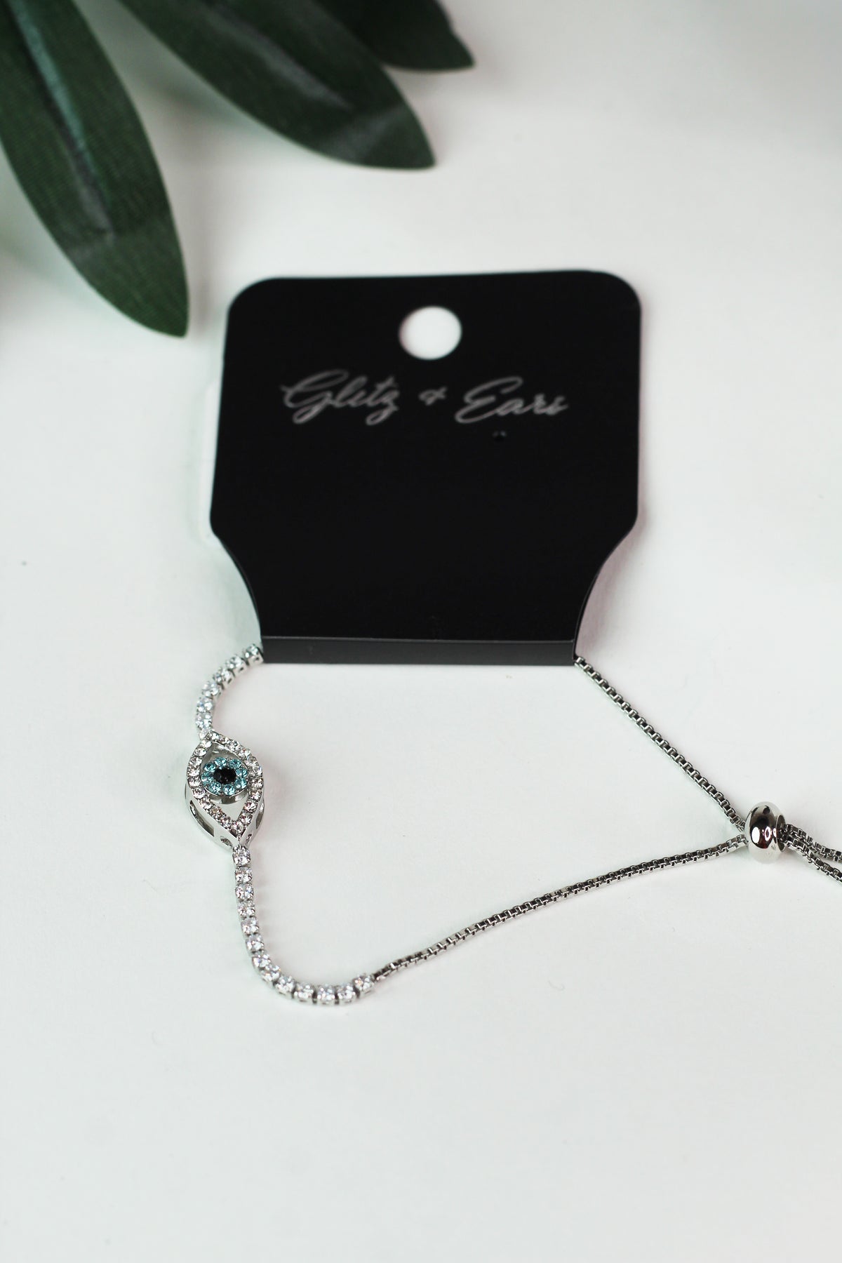 Rhinestone Evil Eye Pull Bracelet
