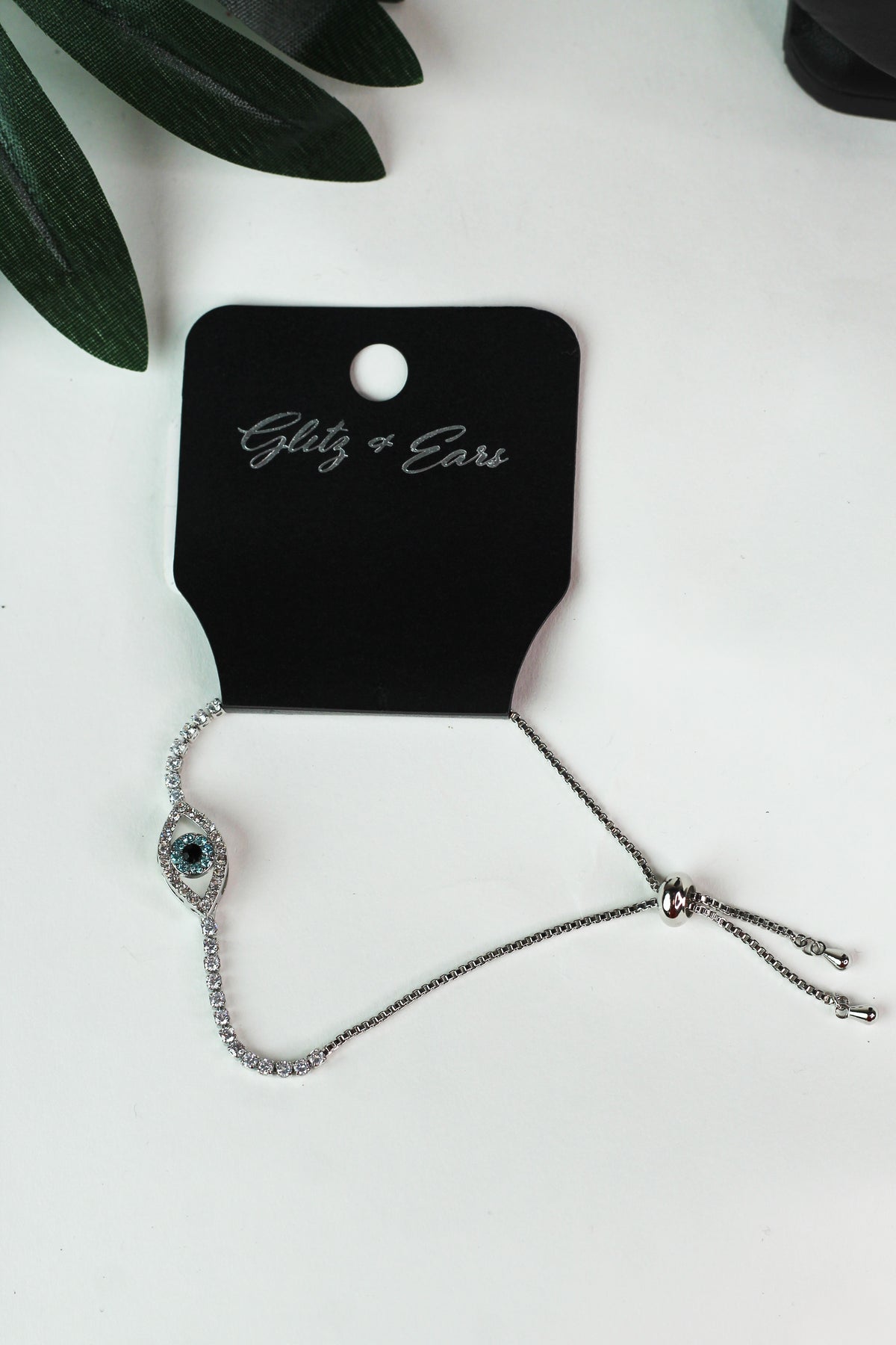 Rhinestone Evil Eye Pull Bracelet