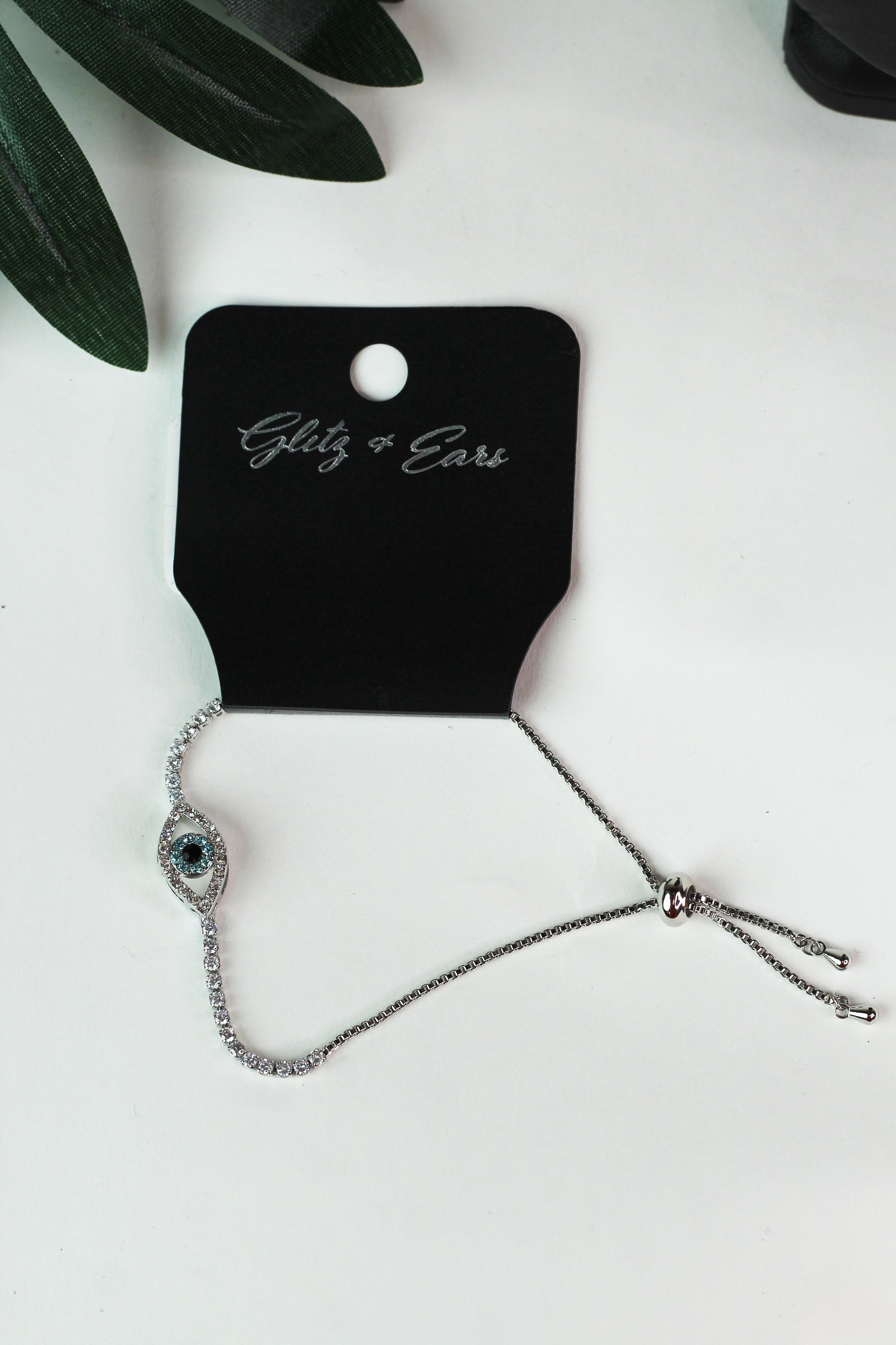 Rhinestone Evil Eye Pull Bracelet