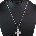 Chunky Pave Trimmed Round Stone Cross Necklace
